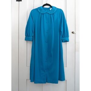 Vintage New w/ Tags Gossard Artemis Blue Embroidered Robe House Coat Medium